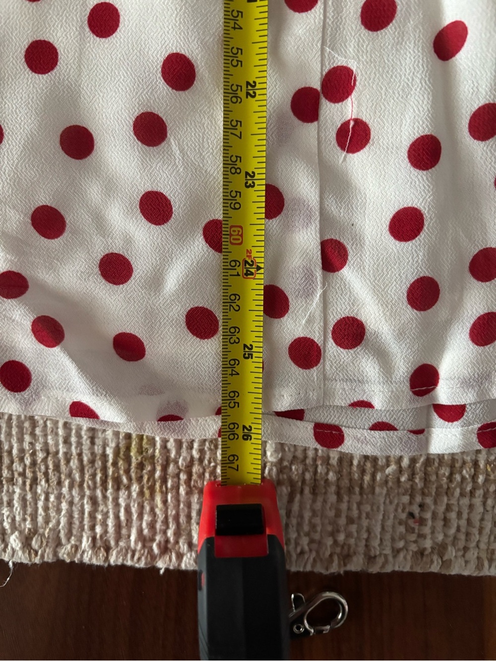 Reformation Cream Midi Dress with Red Polka Dots - Picture 9 of 11